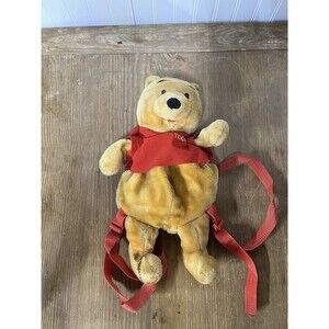 Disney Winnie The Pooh Bear Plush Backpack Adjustable Straps Zipper Pouch